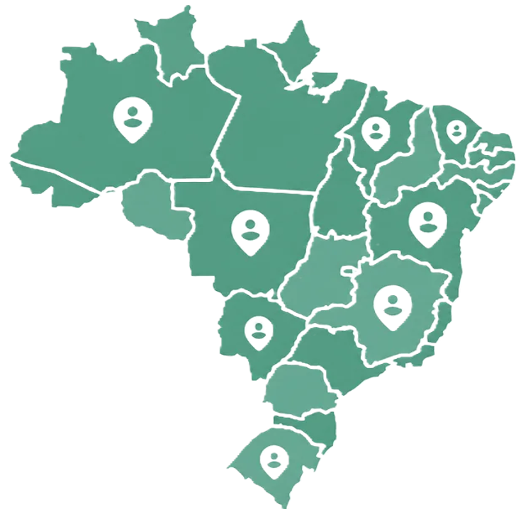 Mapa do Brasil com correspondentes jur&iacute;dicos